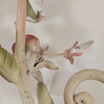 LOT 148: Pair of Vintage Wall Floral Candles Sconces, Metal Wall Pocket Planter, Distressed Metal Candle Holder, and More