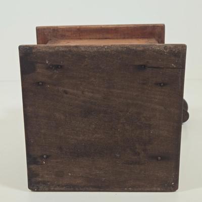 LOT 149: Primitive Tin Antique Poached Egg Maker, Antique Wood and Cast Iron Manuel Coffee Grinder, Chamberstick Candle Holder, and More