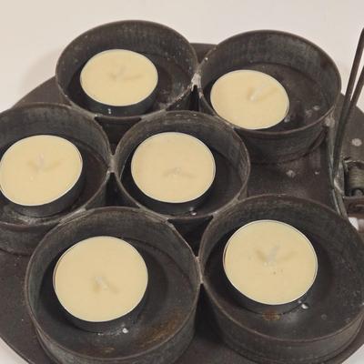 LOT 149: Primitive Tin Antique Poached Egg Maker, Antique Wood and Cast Iron Manuel Coffee Grinder, Chamberstick Candle Holder, and More