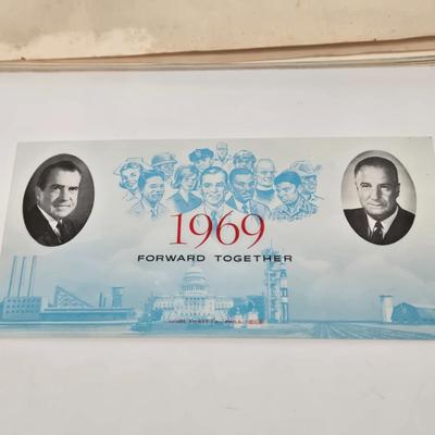 LOT 153: Richard Nixon President Official Inaugural Program January 20,1969, Entrance Ticket, J.W. Dant's Americana Collection Milk...