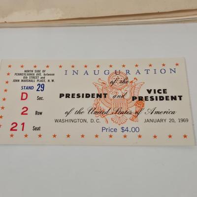 LOT 153: Richard Nixon President Official Inaugural Program January 20,1969, Entrance Ticket, J.W. Dant's Americana Collection Milk...