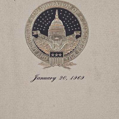 LOT 153: Richard Nixon President Official Inaugural Program January 20,1969, Entrance Ticket, J.W. Dant's Americana Collection Milk...
