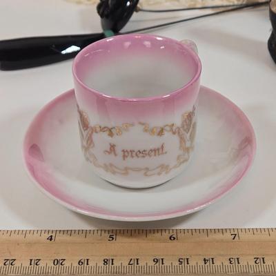 LOT 155: Vintage Faux Tortoise Shell Celluloid Spanish Mantilla Style Comb with Rhinestones, Antique Daguerreotype with Photo, Art Deco...