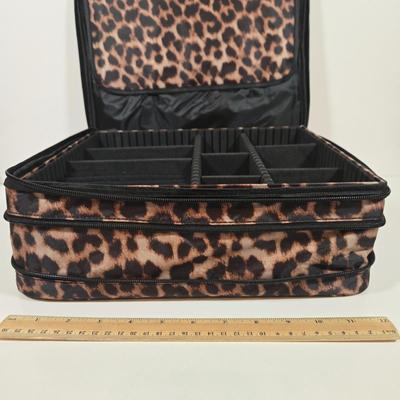 LOT 158: Joy Mangano Leopard Print Jewelry Organizer Zip Carry Case Travel and Storage, Two Vintage Traveling Silk Jewerly Bags and Coin...