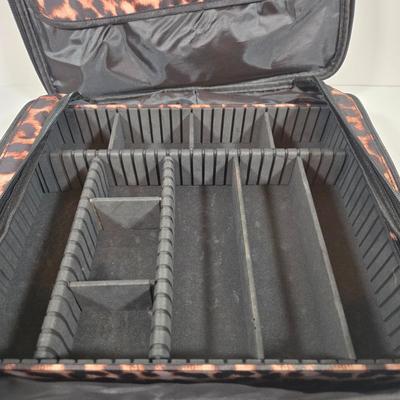 LOT 158: Joy Mangano Leopard Print Jewelry Organizer Zip Carry Case Travel and Storage, Two Vintage Traveling Silk Jewerly Bags and Coin...