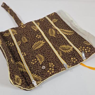 LOT 158: Joy Mangano Leopard Print Jewelry Organizer Zip Carry Case Travel and Storage, Two Vintage Traveling Silk Jewerly Bags and Coin...