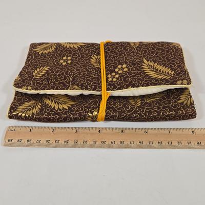 LOT 158: Joy Mangano Leopard Print Jewelry Organizer Zip Carry Case Travel and Storage, Two Vintage Traveling Silk Jewerly Bags and Coin...