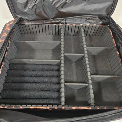 LOT 158: Joy Mangano Leopard Print Jewelry Organizer Zip Carry Case Travel and Storage, Two Vintage Traveling Silk Jewerly Bags and Coin...