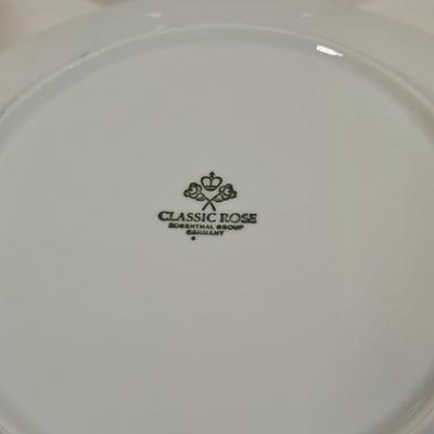 LOT 159: Rosenthal Classic Rose China Set Service for 8, Serving Platter, Serving Bowl, Creamer & Sugar