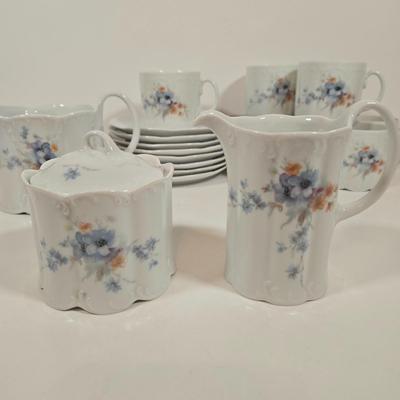 LOT 159: Rosenthal Classic Rose China Set Service for 8, Serving Platter, Serving Bowl, Creamer & Sugar