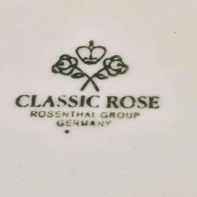 LOT 159: Rosenthal Classic Rose China Set Service for 8, Serving Platter, Serving Bowl, Creamer & Sugar