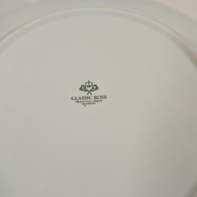 LOT 159: Rosenthal Classic Rose China Set Service for 8, Serving Platter, Serving Bowl, Creamer & Sugar