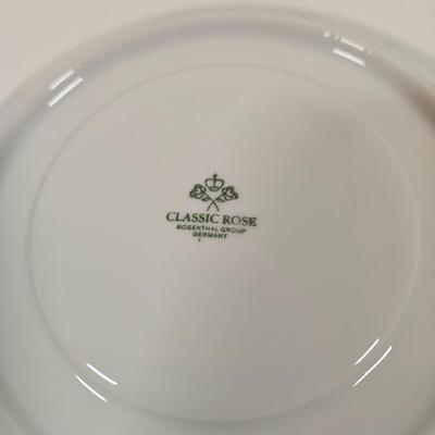 LOT 159: Rosenthal Classic Rose China Set Service for 8, Serving Platter, Serving Bowl, Creamer & Sugar