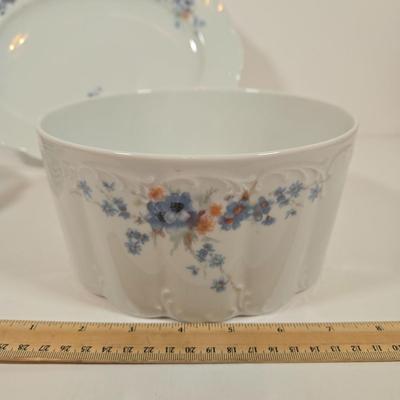 LOT 159: Rosenthal Classic Rose China Set Service for 8, Serving Platter, Serving Bowl, Creamer & Sugar