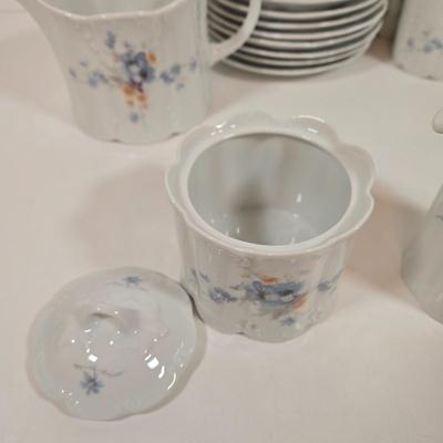 LOT 159: Rosenthal Classic Rose China Set Service for 8, Serving Platter, Serving Bowl, Creamer & Sugar