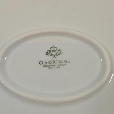 LOT 159: Rosenthal Classic Rose China Set Service for 8, Serving Platter, Serving Bowl, Creamer & Sugar