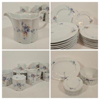 LOT 159: Rosenthal Classic Rose China Set Service for 8, Serving Platter, Serving Bowl, Creamer & Sugar