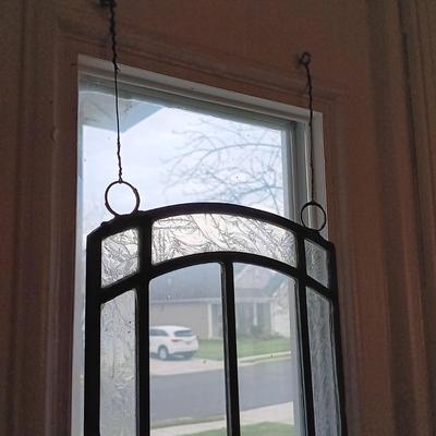 LOT 164: Pair of Frosted Stained Glass Window Art Panels