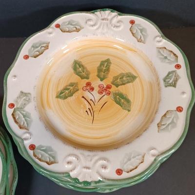 LOT 168: Holiday Collection- Royal Norfolk Plates, Christmas Serving Trowls & More