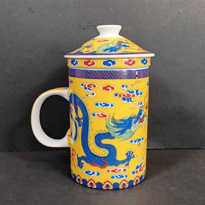 LOT 169: Folded Paper Fish Mobile, Dragon Tea Cup with Infuser & More
