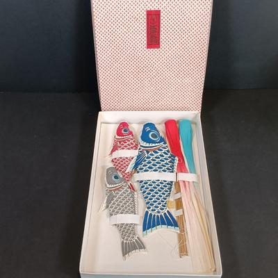 LOT 169: Folded Paper Fish Mobile, Dragon Tea Cup with Infuser & More