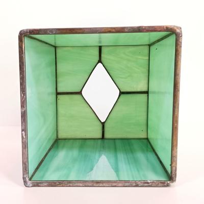 LOT 171: Stained Glass Tissue Box and Window Ornament with Vintage Acrylic Bathroom Set