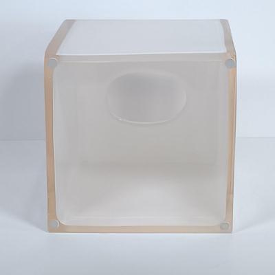 LOT 171: Stained Glass Tissue Box and Window Ornament with Vintage Acrylic Bathroom Set