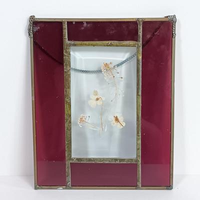 LOT 171: Stained Glass Tissue Box and Window Ornament with Vintage Acrylic Bathroom Set
