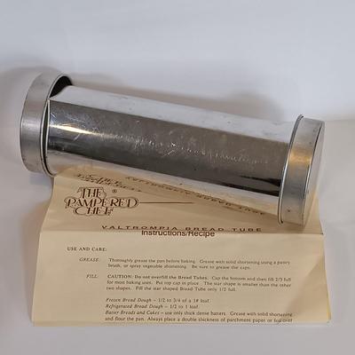 LOT 172: McCoy Butter Dish and Serving Platter, Pyrex Pie Plates, Pampered Chef Bread Tube & More