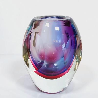 LOT 173: Murano-Style Art Glass Vase, Egyptian Hand Blown Glass Oil Burner, Onion Bulb Bud Vase & More