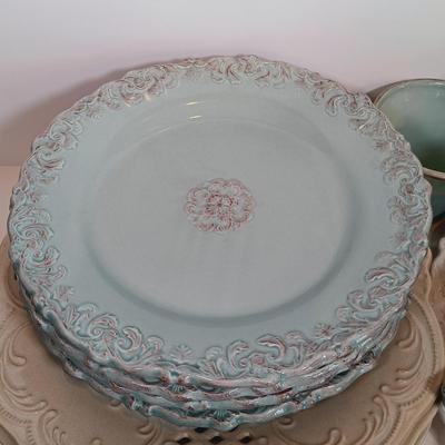 LOT 174: Le Petit Cafe Plates with Home Essentials-Style Stoneware Plates and Cups