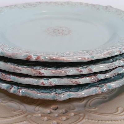 LOT 174: Le Petit Cafe Plates with Home Essentials-Style Stoneware Plates and Cups