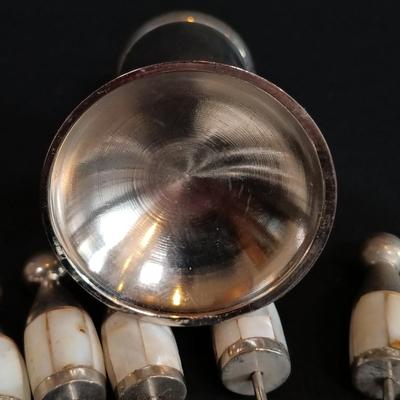 LOT 176: Mother of Pearl Hor D'oeuvre Picks, Crackle Wine Glasses & Ice Bucket