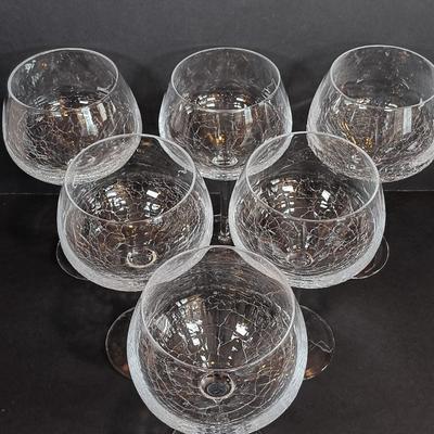 LOT 176: Mother of Pearl Hor D'oeuvre Picks, Crackle Wine Glasses & Ice Bucket