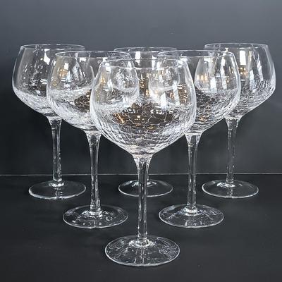 LOT 176: Mother of Pearl Hor D'oeuvre Picks, Crackle Wine Glasses & Ice Bucket