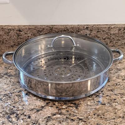 LOT 181: Simply Ming Wok and Steamer, Ravioli Plate, Corningware Le Persil & More