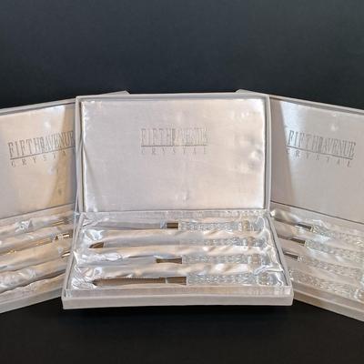 LOT 183: Fifth Avenue Crystal Steak Knives with Crystal Handles