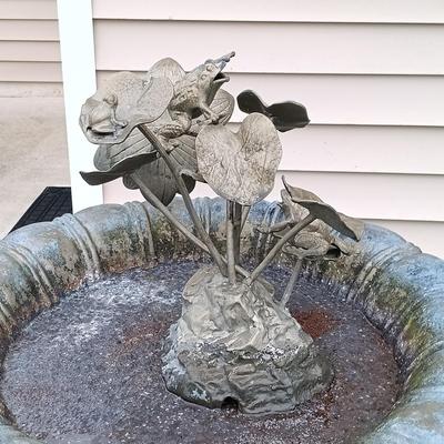 LOT 186: Metal Bird Bath with Frog and Lilypad Spout