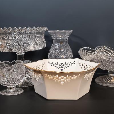 LOT 189: Lenox Bowl with Pressed Glass and Crystal Kitchenware