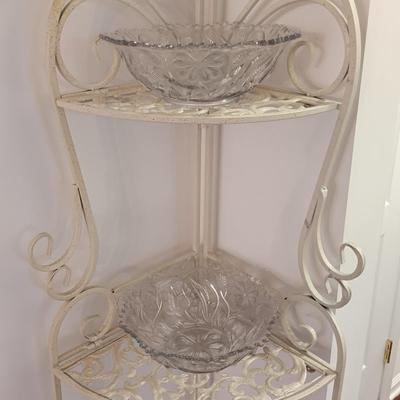 LOT 217: Collapsible Metal Plant Stand, Metal Wine Rack, Metal Basket & Textiles