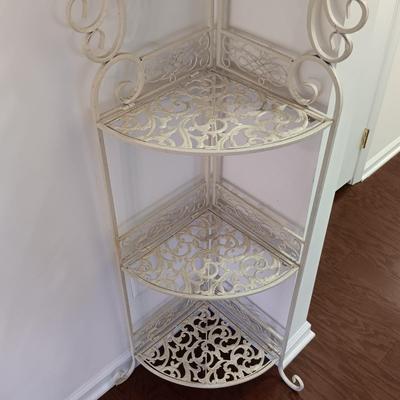 LOT 217: Collapsible Metal Plant Stand, Metal Wine Rack, Metal Basket & Textiles