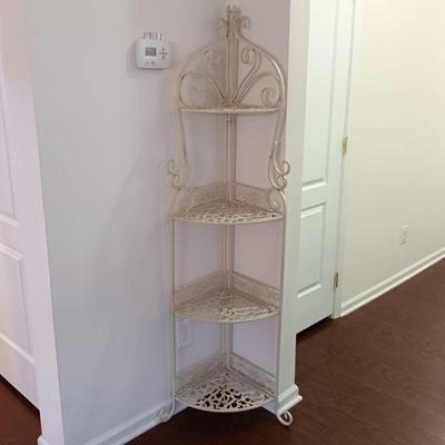 LOT 217: Collapsible Metal Plant Stand, Metal Wine Rack, Metal Basket & Textiles