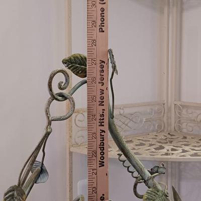 LOT 217: Collapsible Metal Plant Stand, Metal Wine Rack, Metal Basket & Textiles