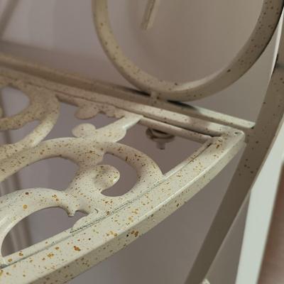 LOT 217: Collapsible Metal Plant Stand, Metal Wine Rack, Metal Basket & Textiles