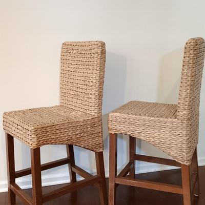 LOT 218: Pair of Rattan Bar Stools