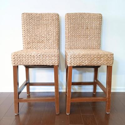 LOT 218: Pair of Rattan Bar Stools