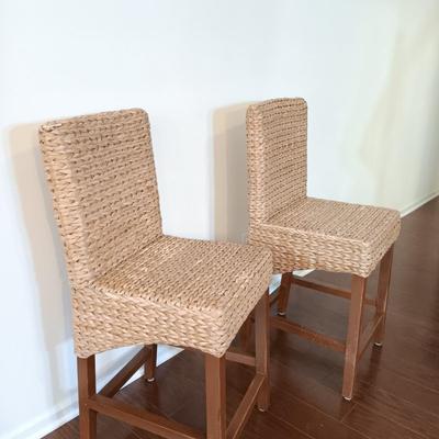 LOT 218: Pair of Rattan Bar Stools