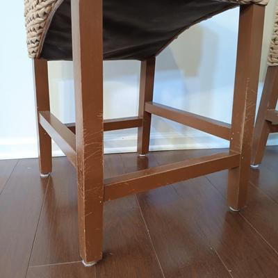 LOT 218: Pair of Rattan Bar Stools