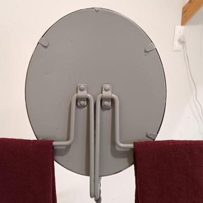 LOT 219: Vintage Metal Wire Shaving Stand with Mirror and Two Plant Holders