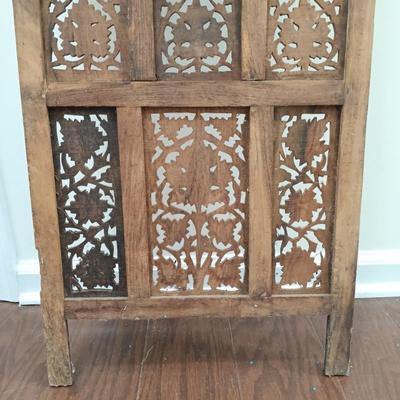 LOT 220: Carved Wood Panel with Individual Carved Pieces & Vintage High Chair